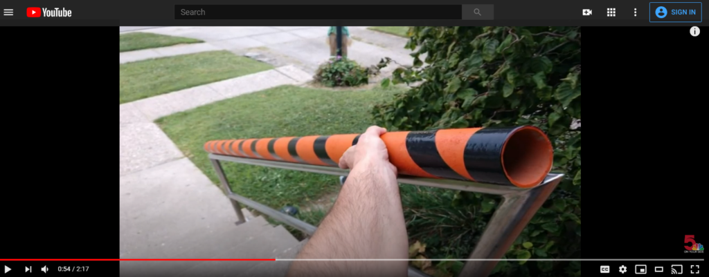 YouTube KSDK News, September 17, 2020 "Ohio dad creates viral 'candy chute' to hand out Halloween candy"