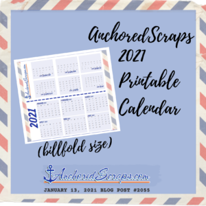 AnchoredScraps 2021 Printable Calendar