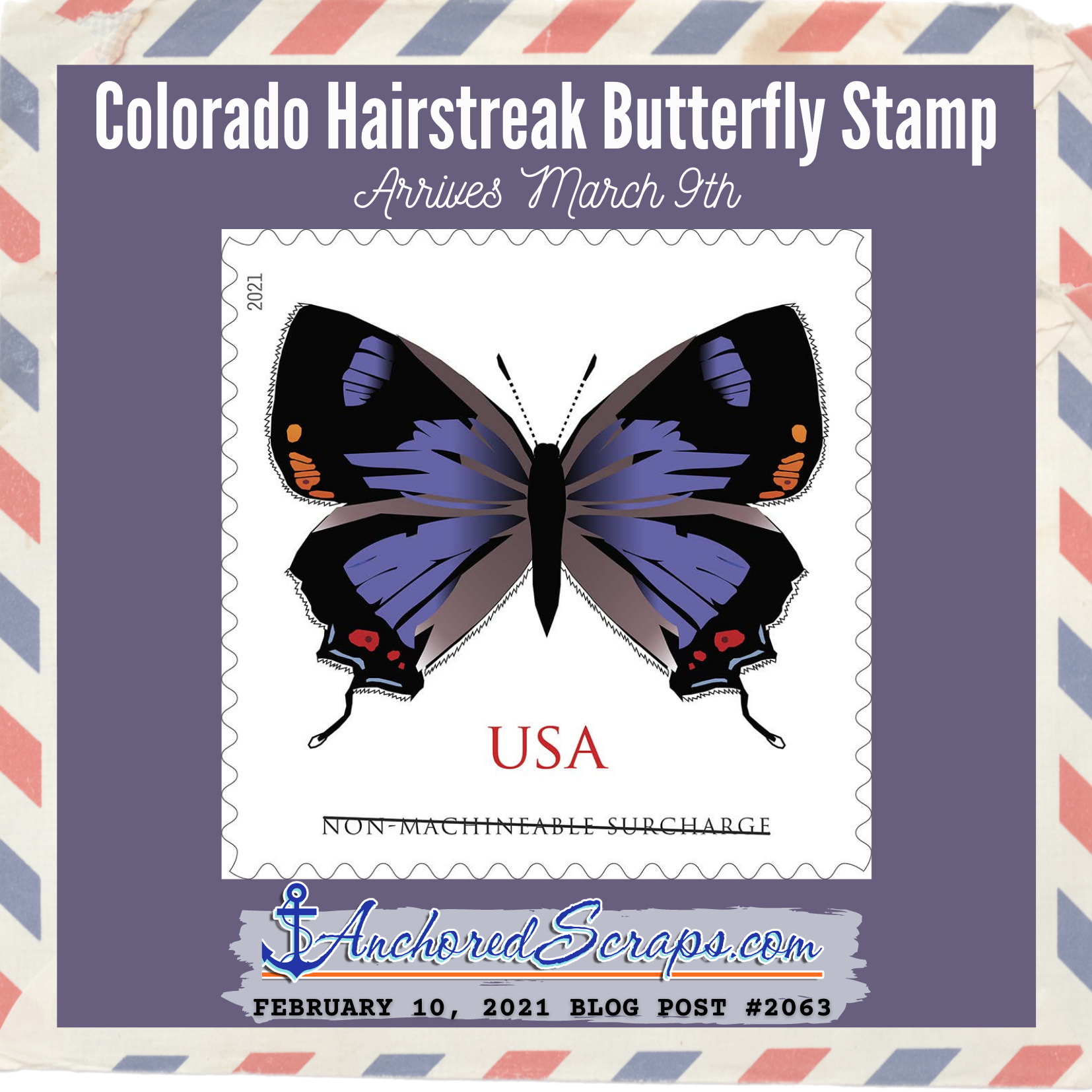 Colorado Hairstreak Butterfly Stamp Debuts March 9th