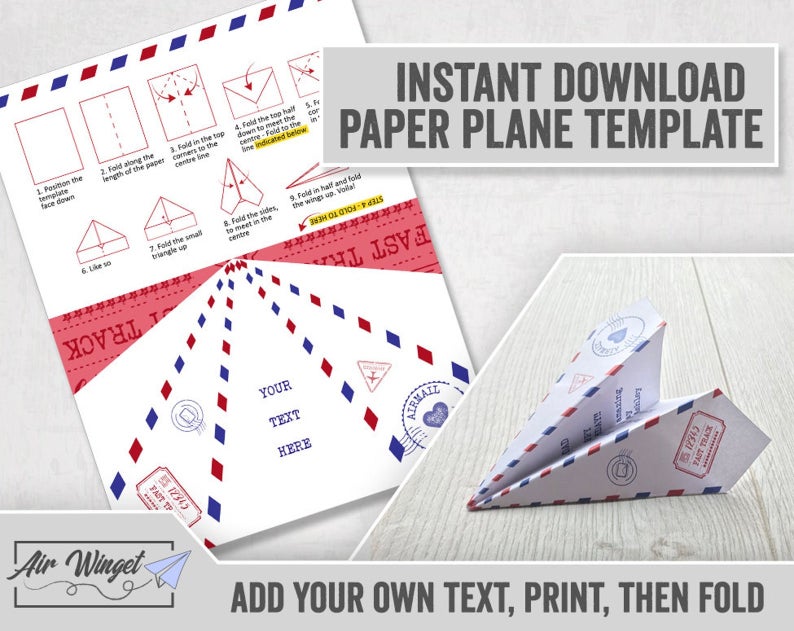 Paper Airplane Printable Card