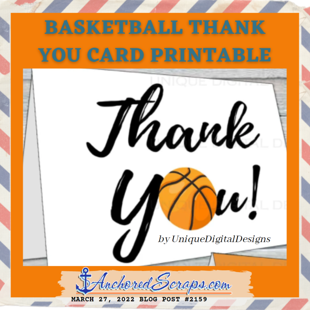 Basketball Thank You Card Printable