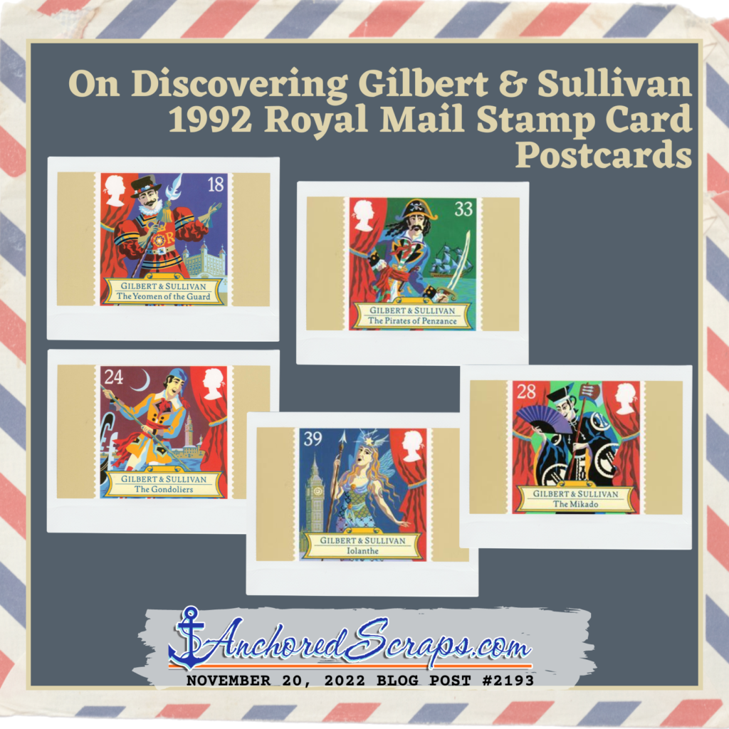 On Discovering Gilbert & Sullivan 1992 Royal Mail Stamp Card Postcards_AnchoredScraps #2193 November202022